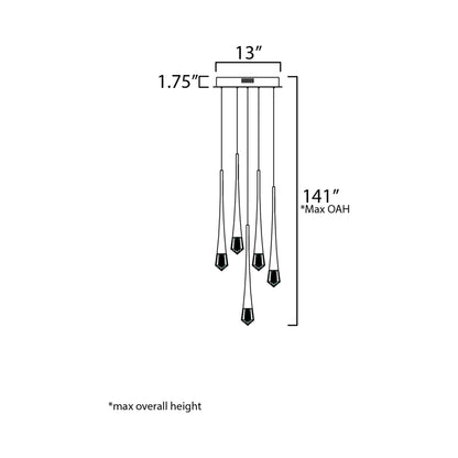 Pierce LED Pendant Light - line drawing.