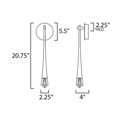 Pierce LED Wall Light - line drawing.