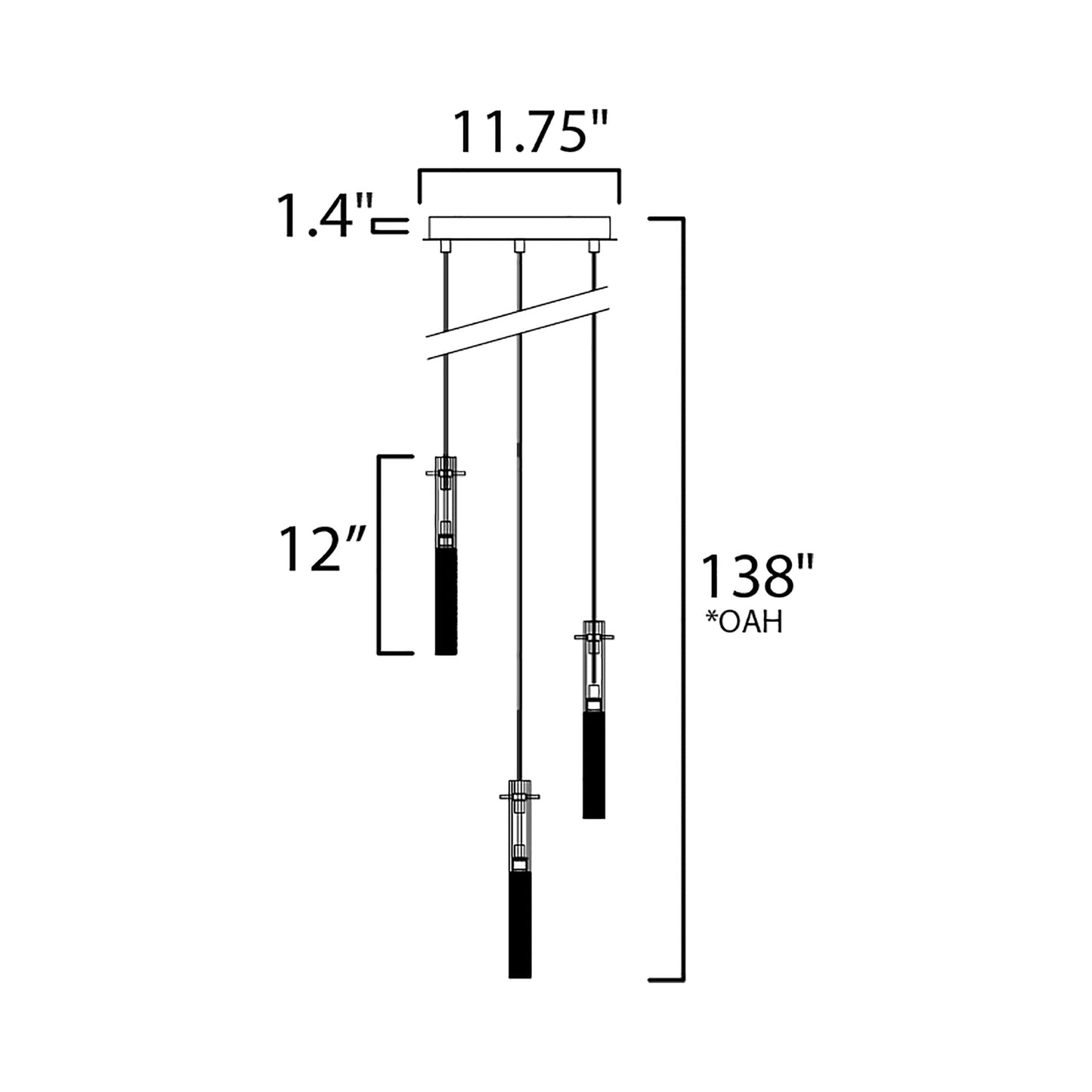 Pipette Multi Light Pendant Light - line drawing.