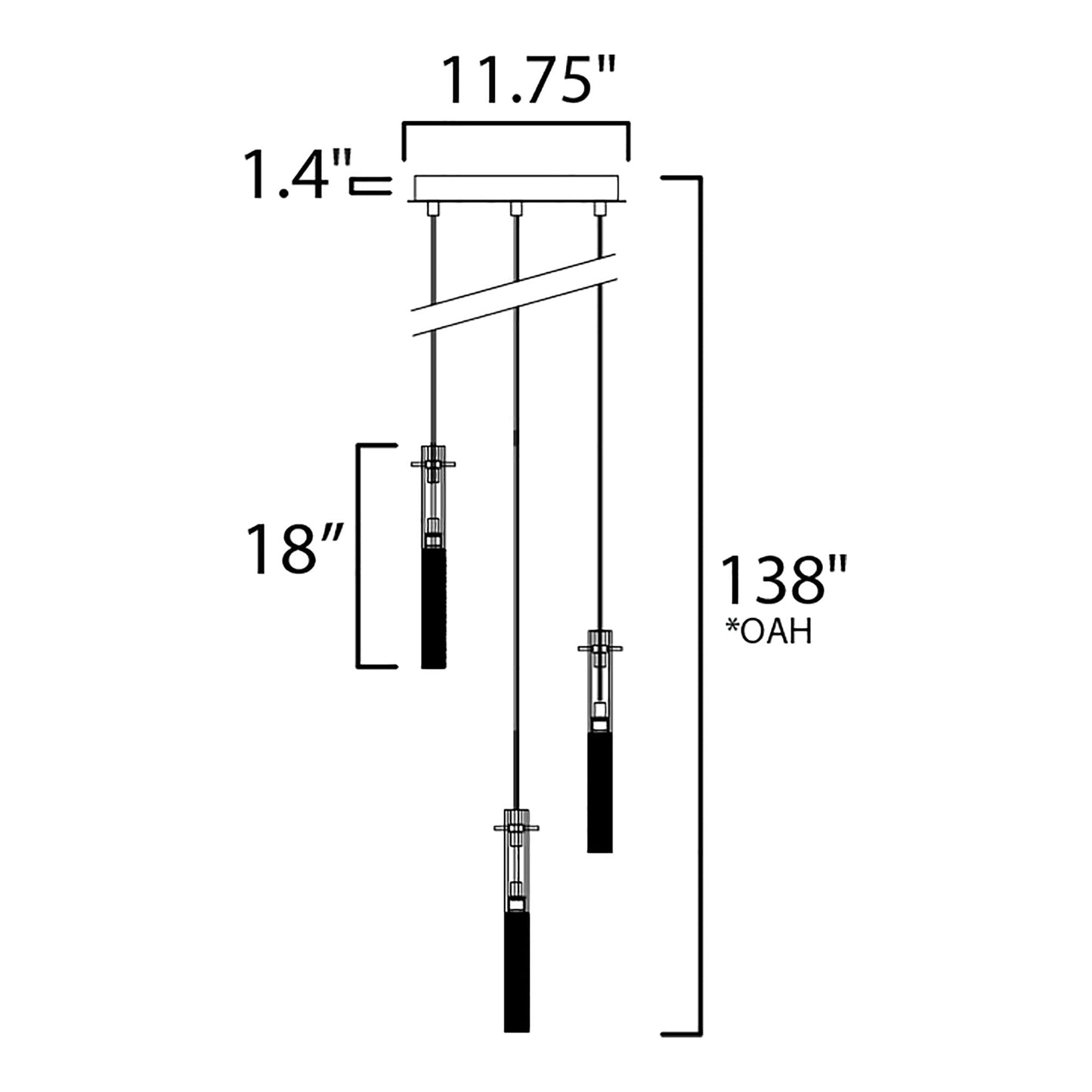 Pipette Multi Light Pendant Light - line drawing.