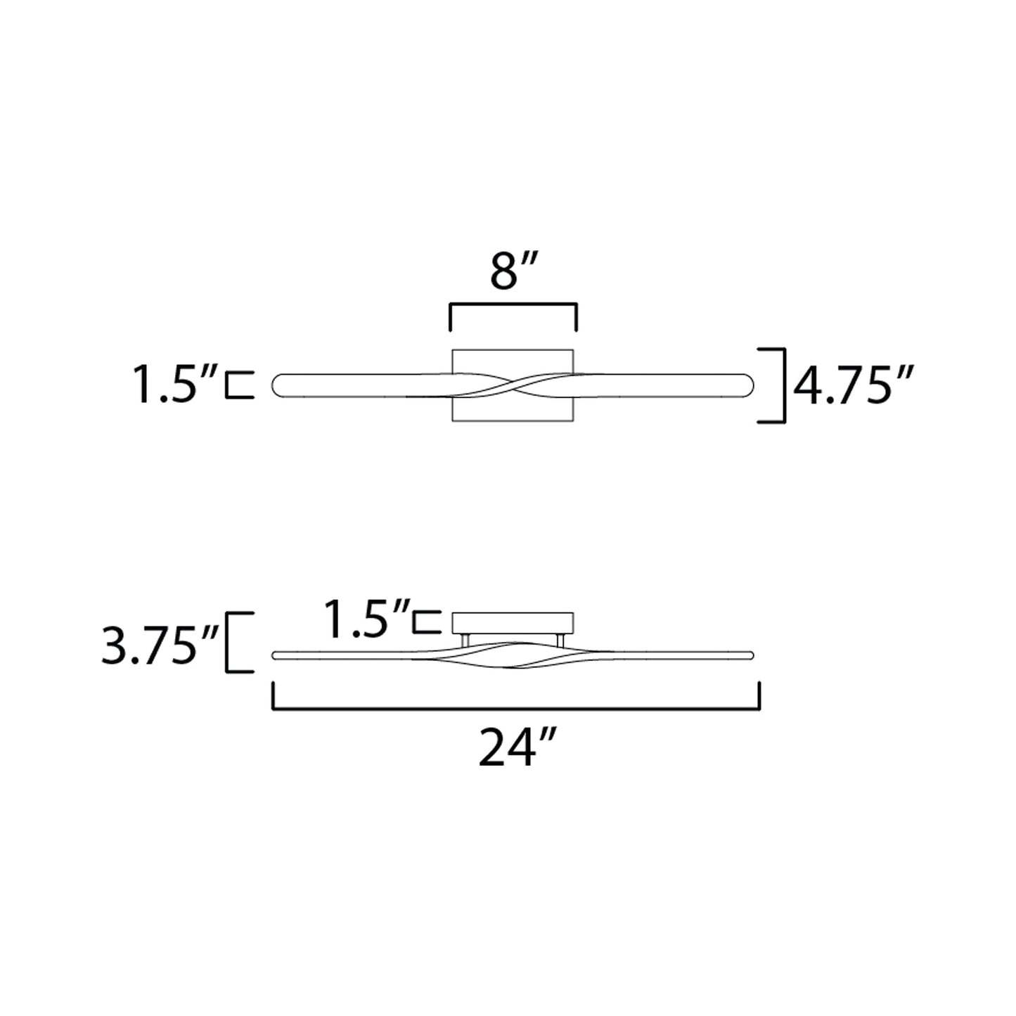 Pirouette LED Bath Vanity Light - line drawing.
