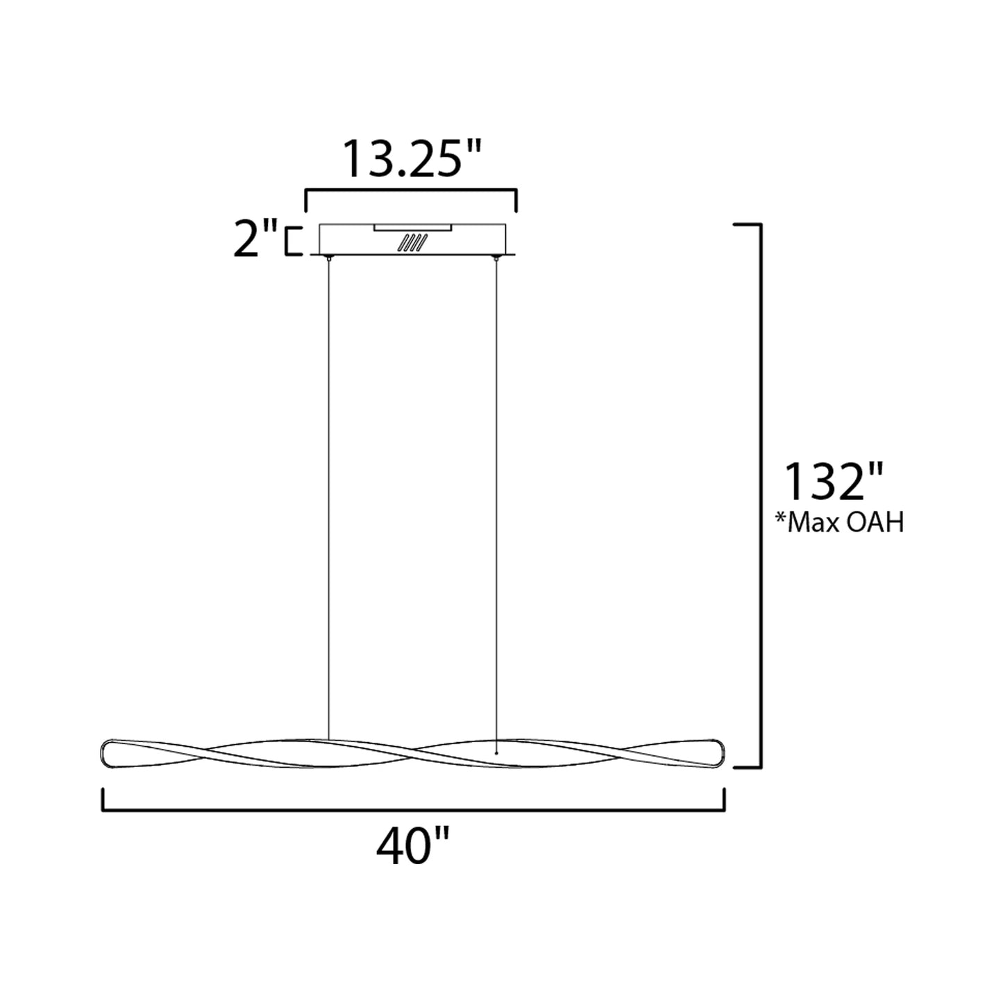 Pirouette LED Linear Pendant Light - line drawing.