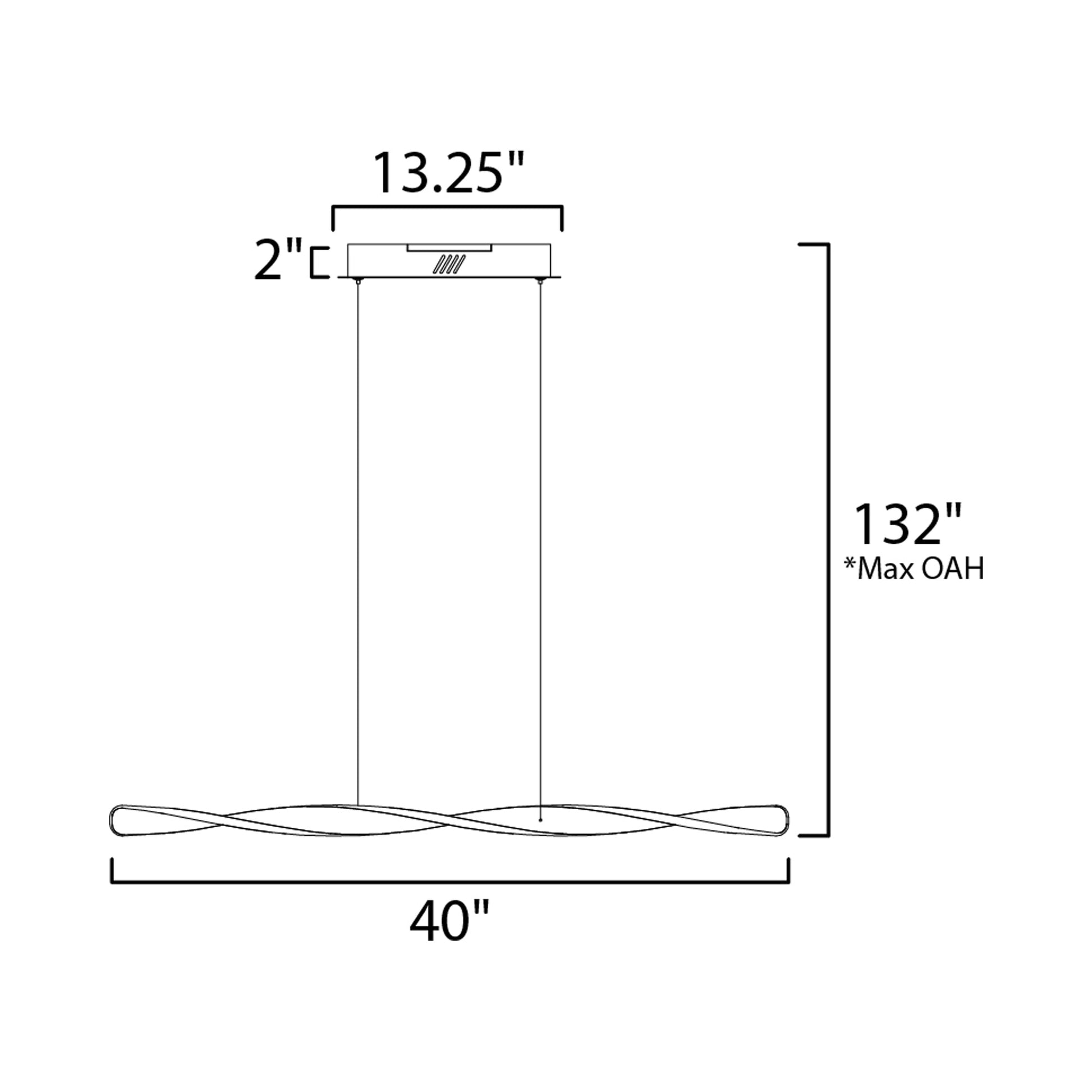 Pirouette LED Linear Pendant Light - line drawing.
