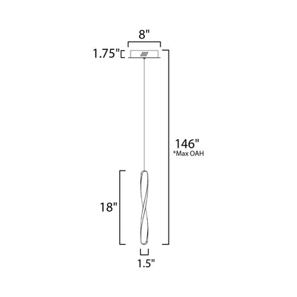 Pirouette LED Pendant Light - line drawing.