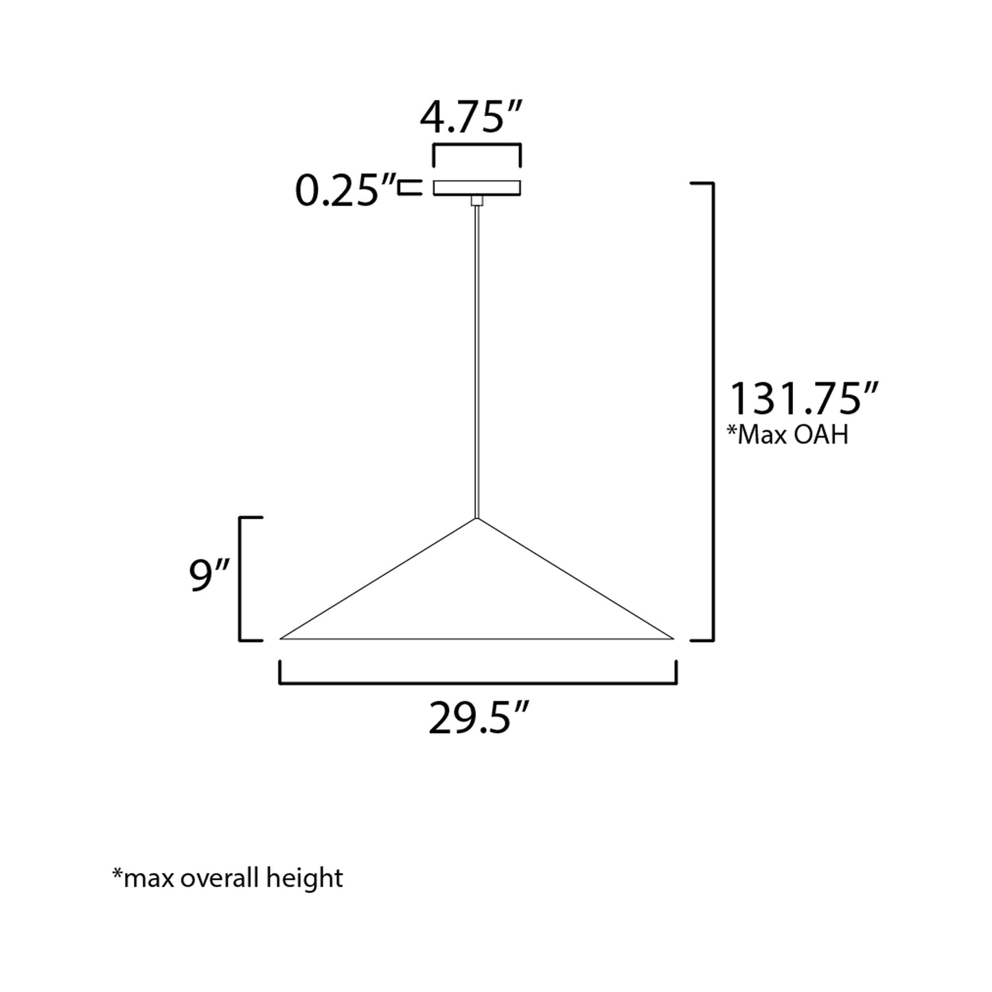 Pitch LED Pendant Light - line drawing.