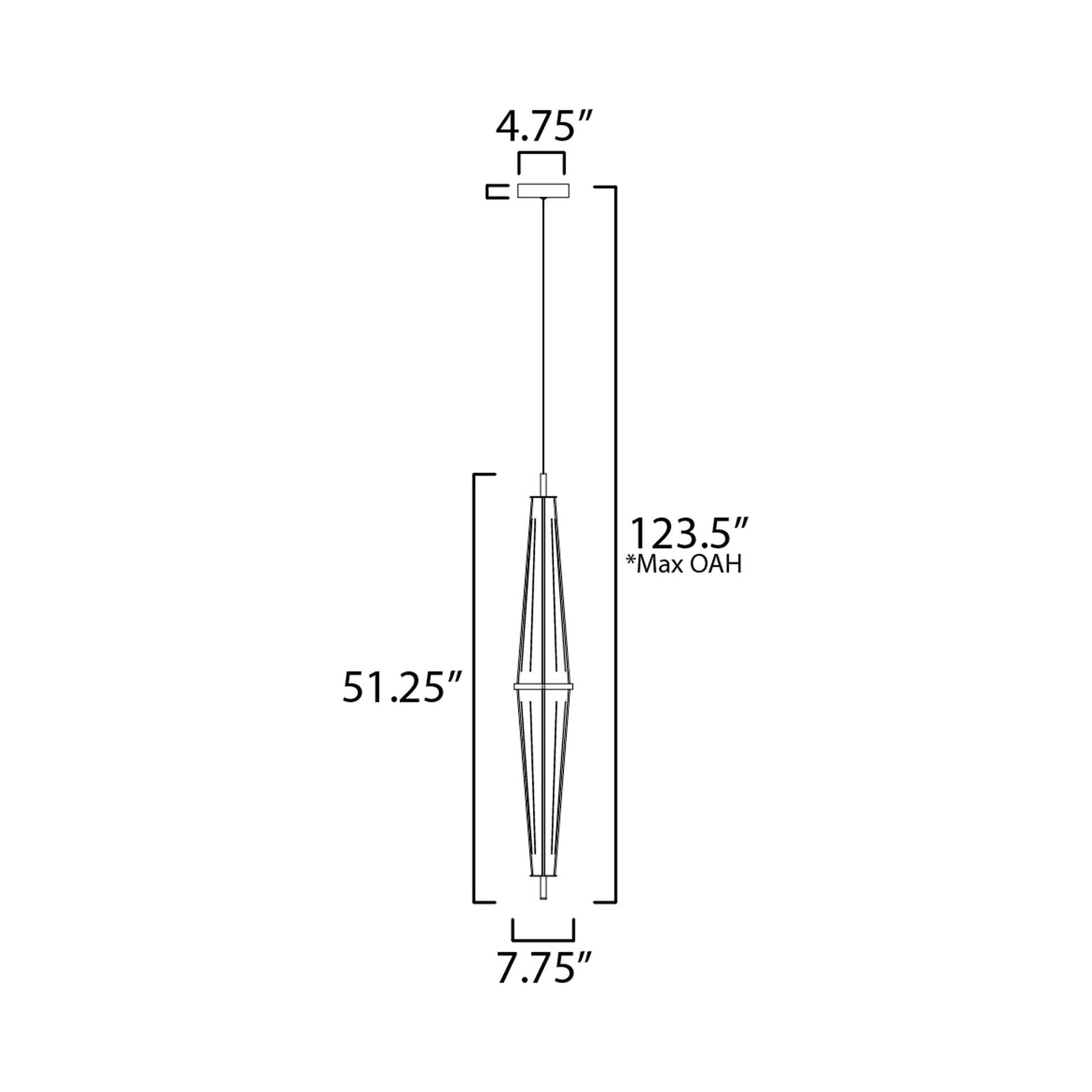 Quasar LED Linear Pendant Light - line drawing.