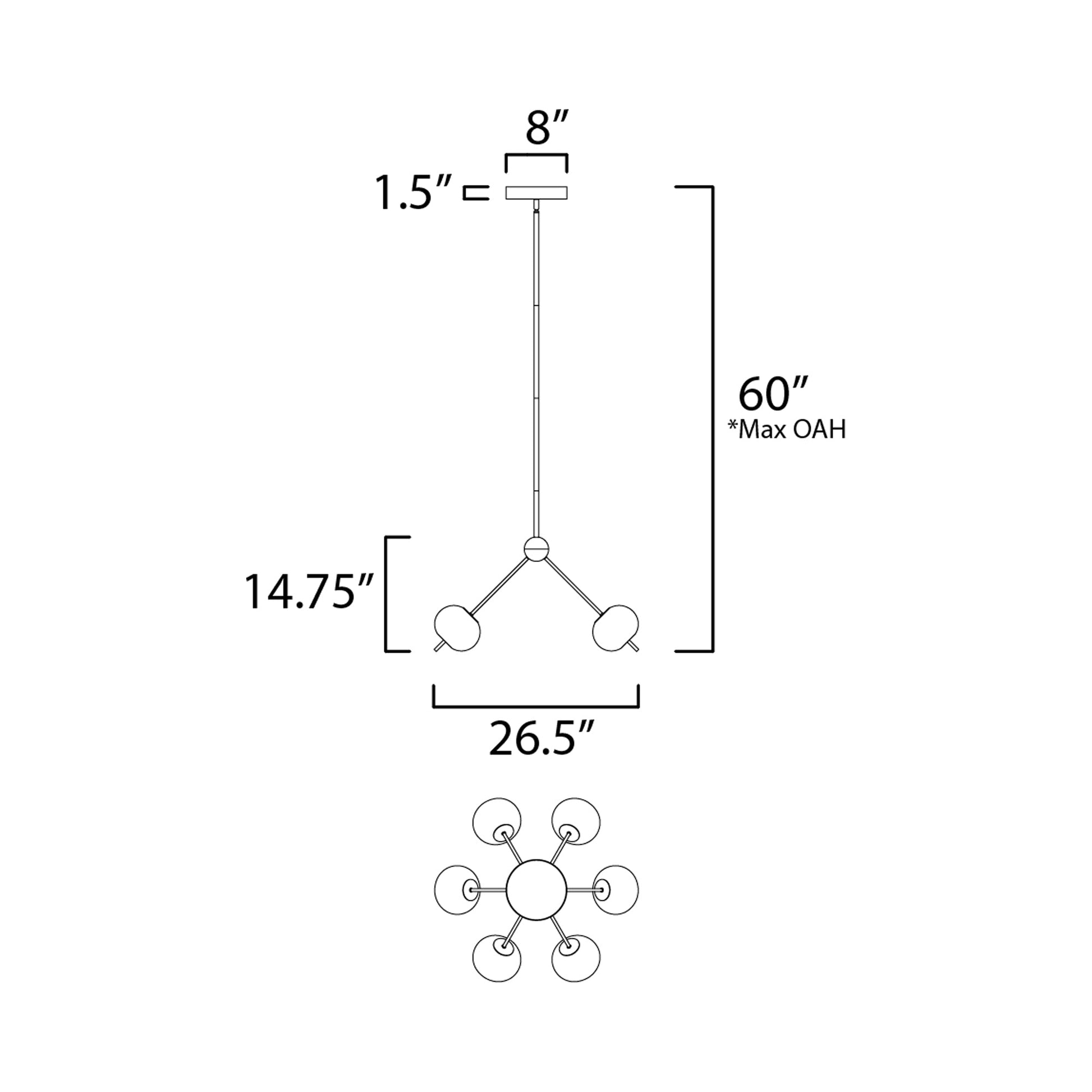 Quest LED Pendant Light - line drawing.