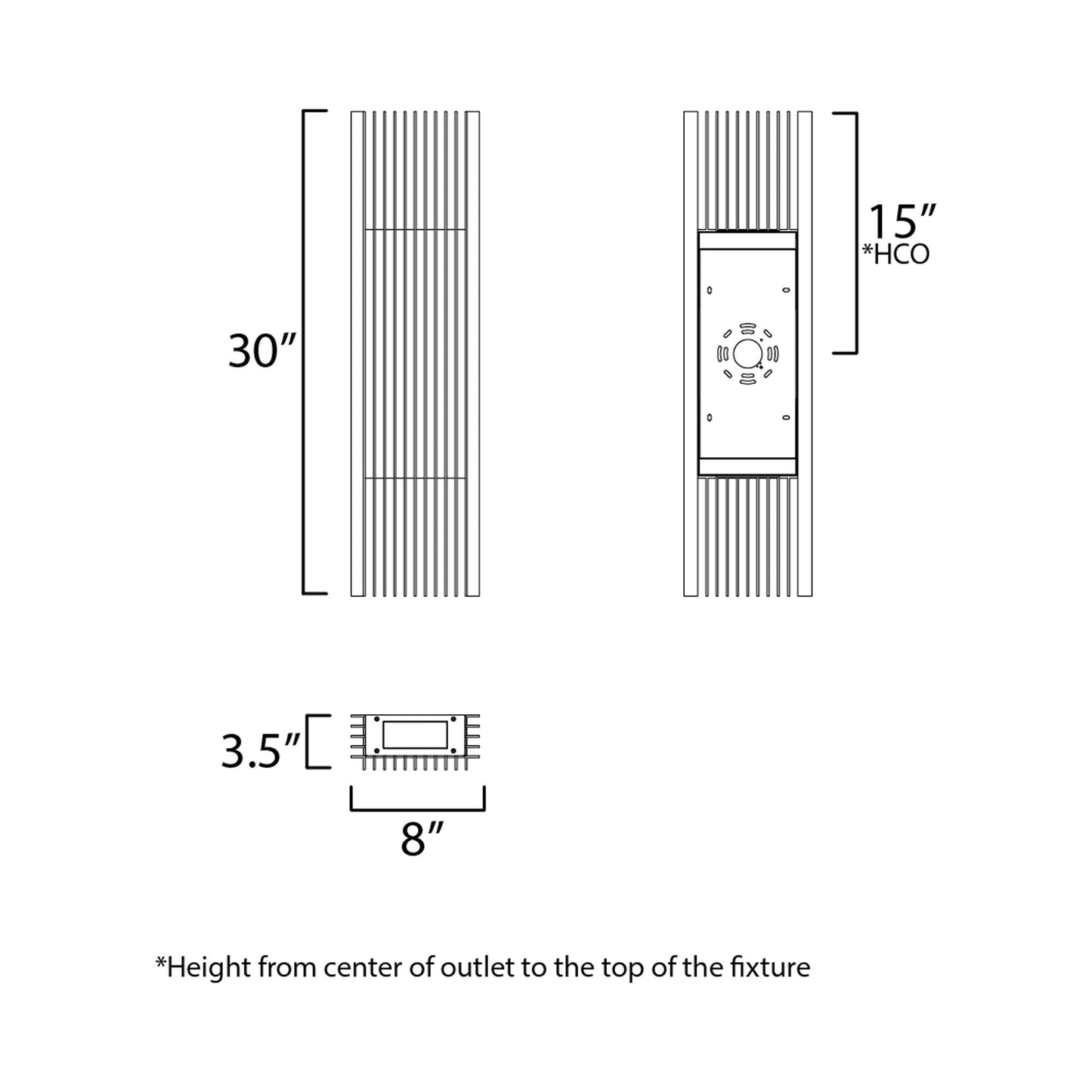 Rampart Outdoor LED Wall Light- line drawing.