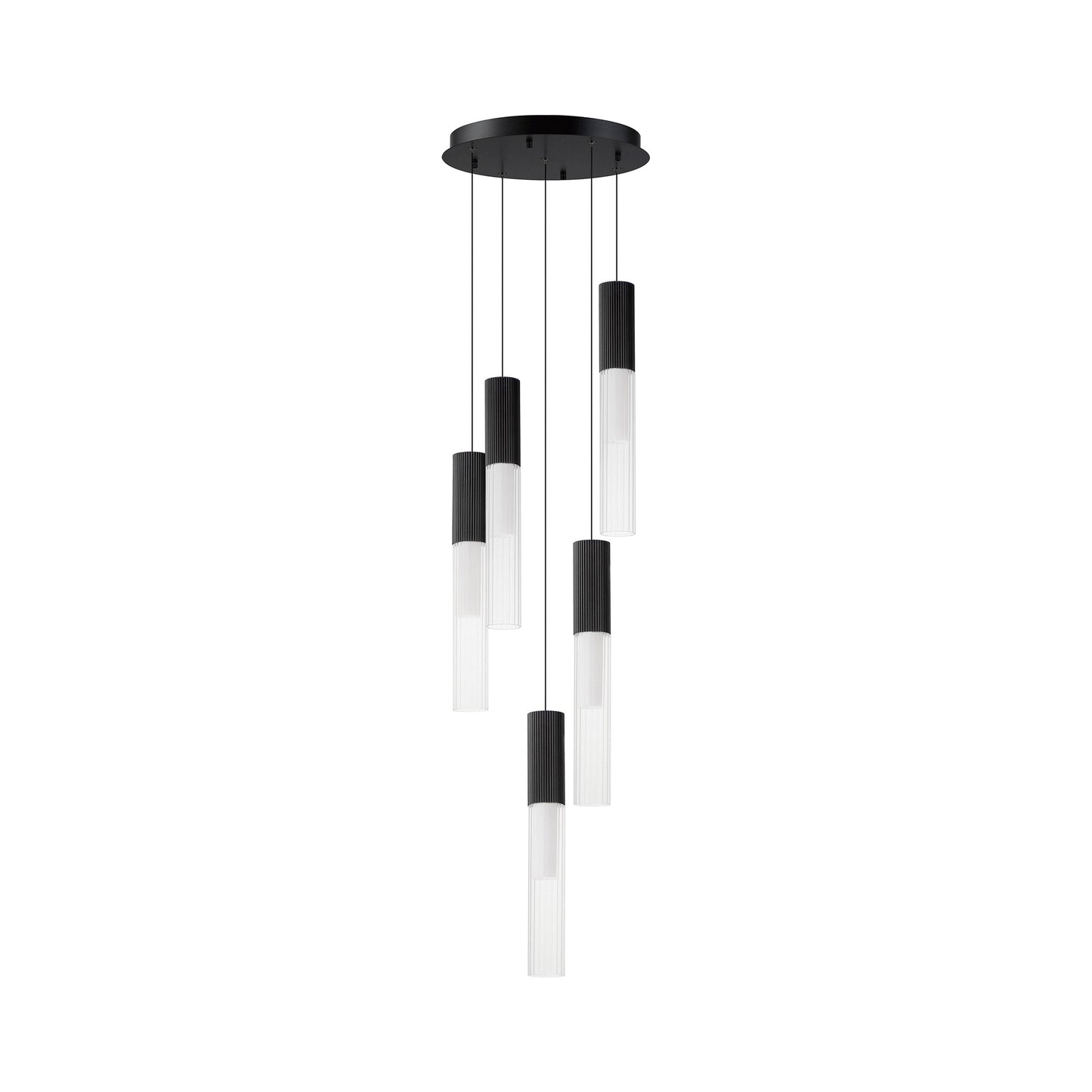 Reeds LED Multi Light Pendant Light in Black (5-Light).