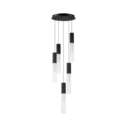Reeds LED Multi Light Pendant Light in Black (5-Light).