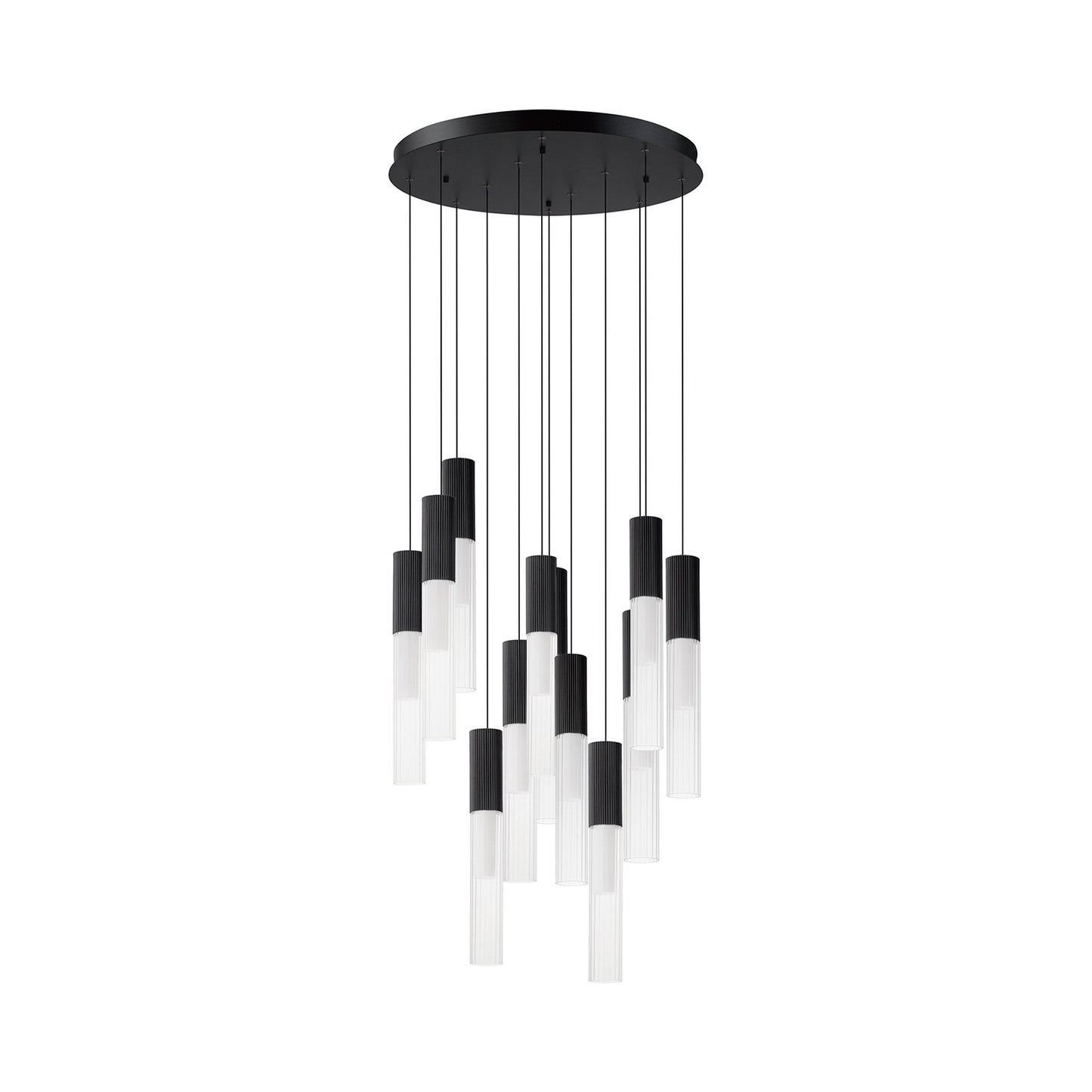 Reeds LED Multi Light Pendant Light in Black (12-Light).
