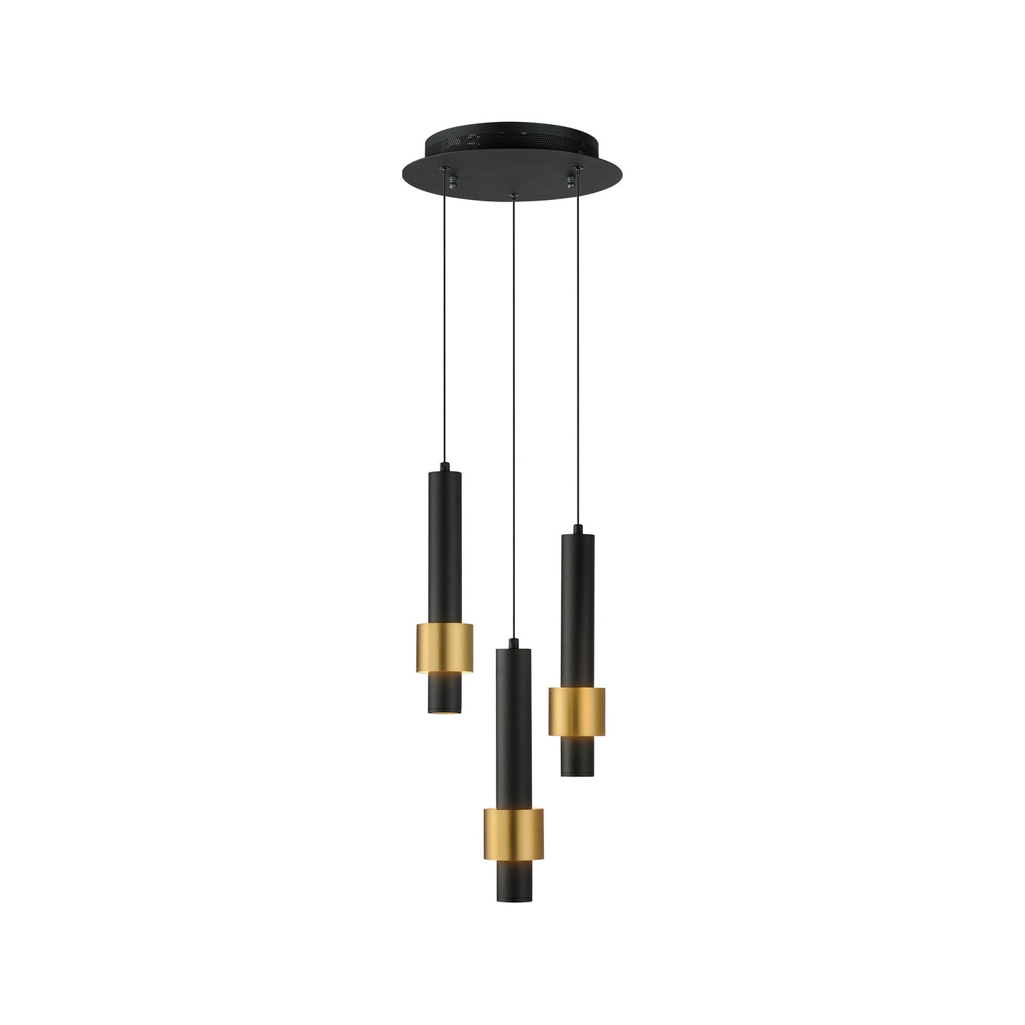 Reveal LED Multi Light Pendant Light in Black/Gold (3-Light).