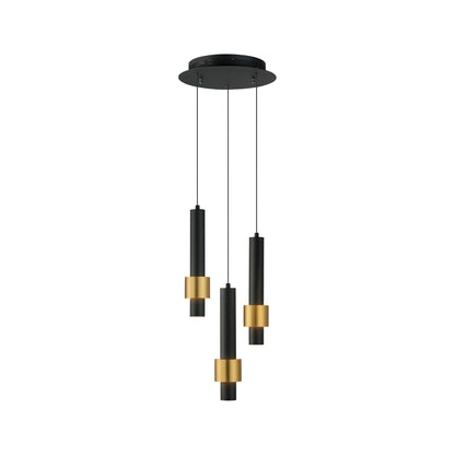 Reveal LED Multi Light Pendant Light in Black/Gold (3-Light).