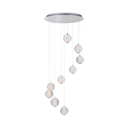 Rhythm LED Multi Light Pendant Light in Polished Chrome (9-Light).