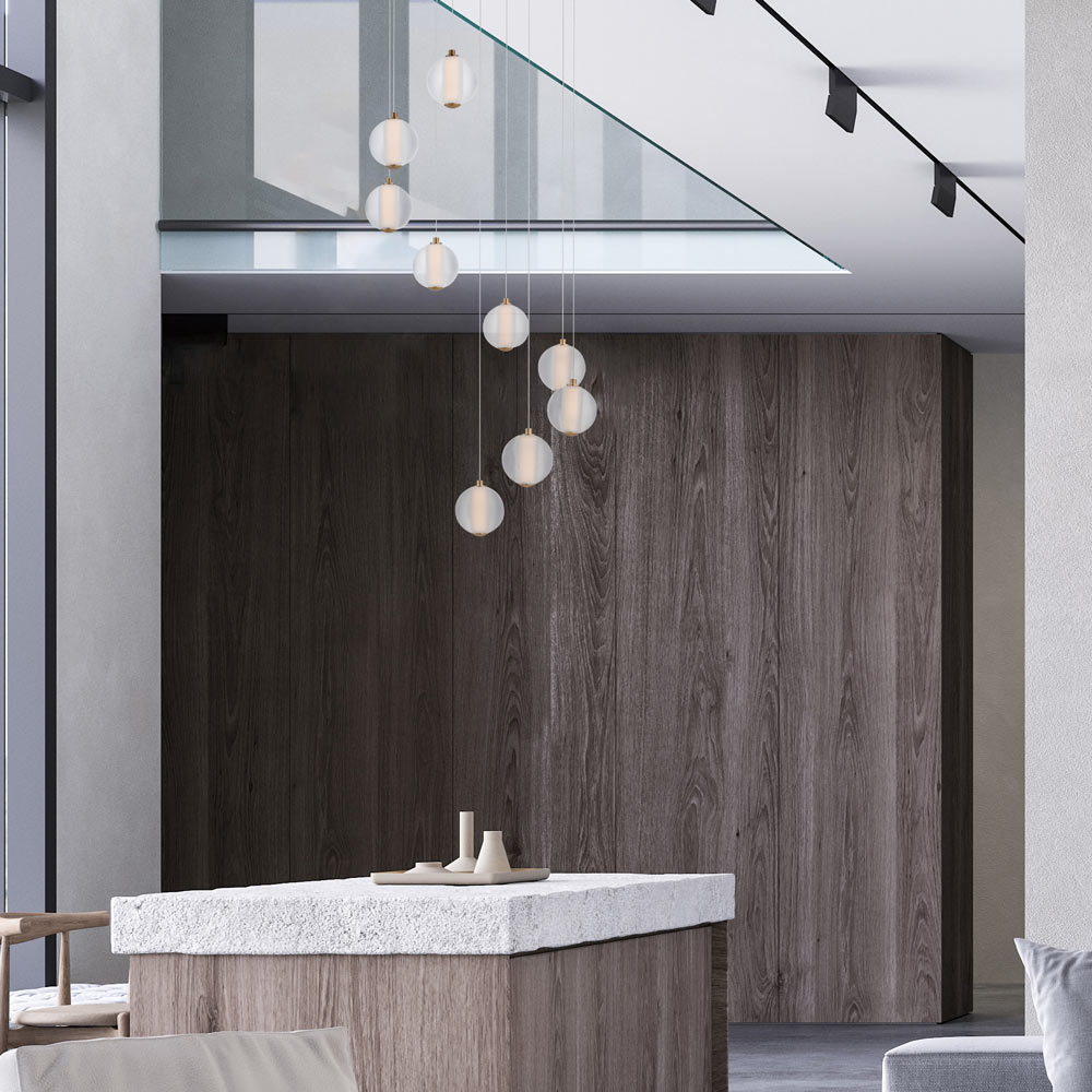 Rhythm LED Multi Light Pendant Light in living room.