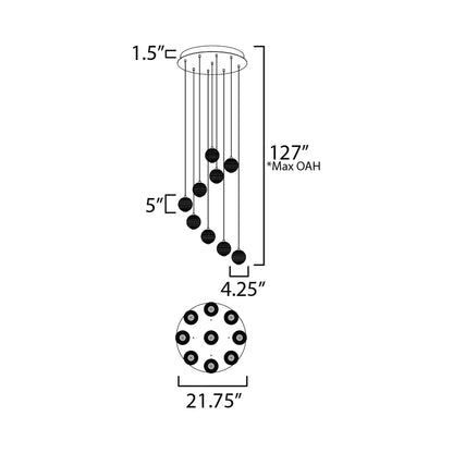 Rhythm LED Multi Light Pendant Light - line drawing.