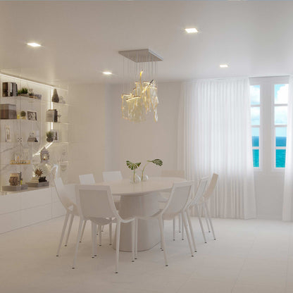 Rinkle LED Linear Pendant Light in dining room.