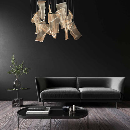 Rinkle LED Linear Pendant Light in living room.