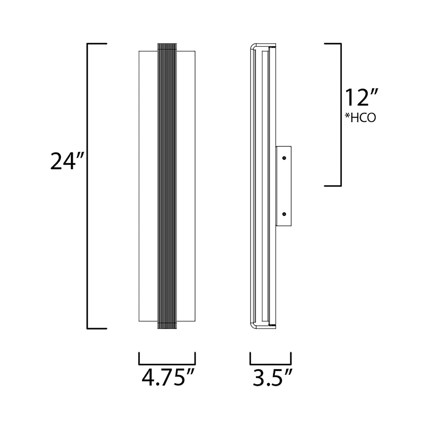 Ripple LED Bath Vanity Light - line drawing.