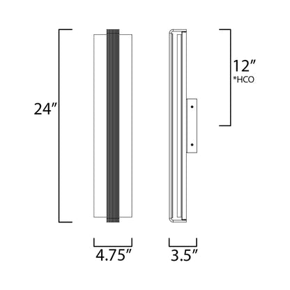 Ripple LED Bath Vanity Light - line drawing.