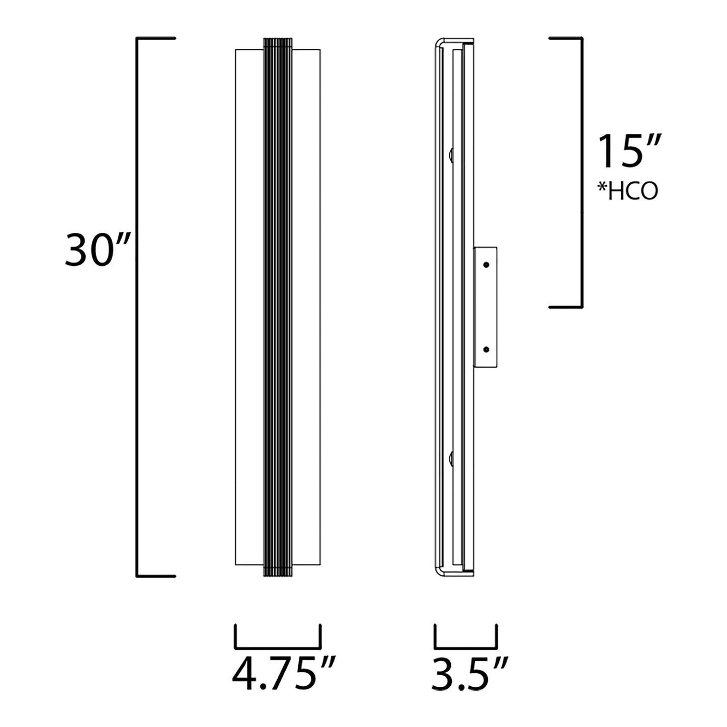 Ripple LED Bath Vanity Light - line drawing.