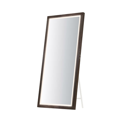 Sawyer LED Floor Mirror in Walnut.