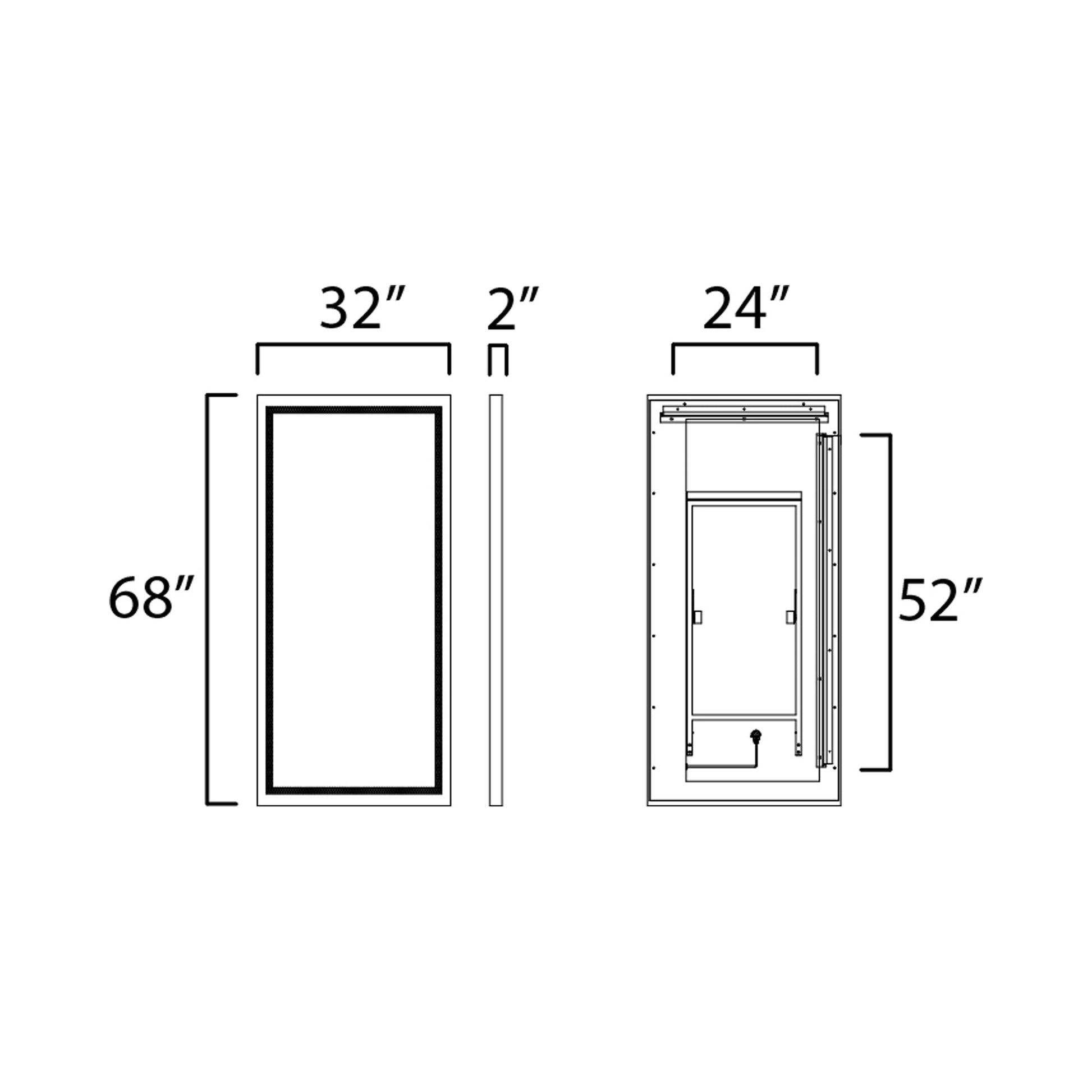 Sawyer LED Floor Mirror - line drawing.