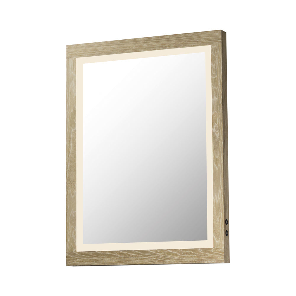 Sawyer LED Wall Mirror in Oak (36-Inch).