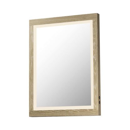 Sawyer LED Wall Mirror in Oak (36-Inch).