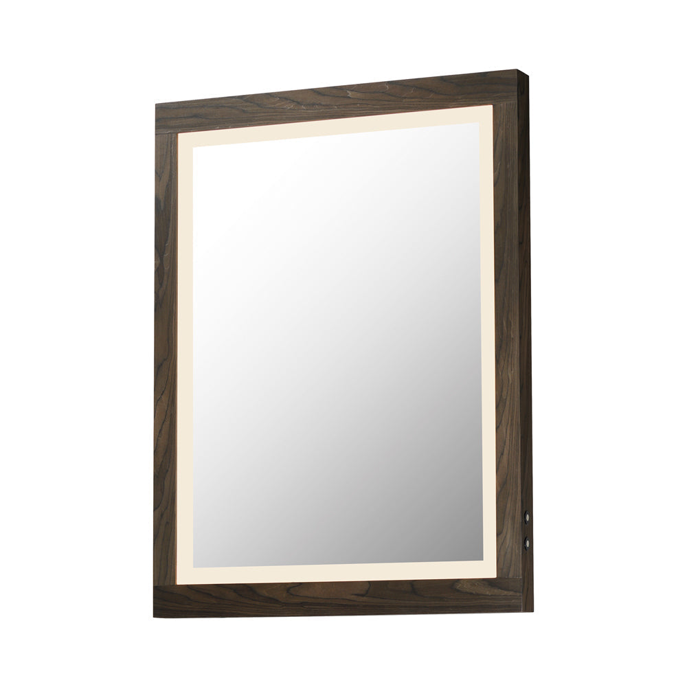 Sawyer LED Wall Mirror in Walnut (36-Inch).