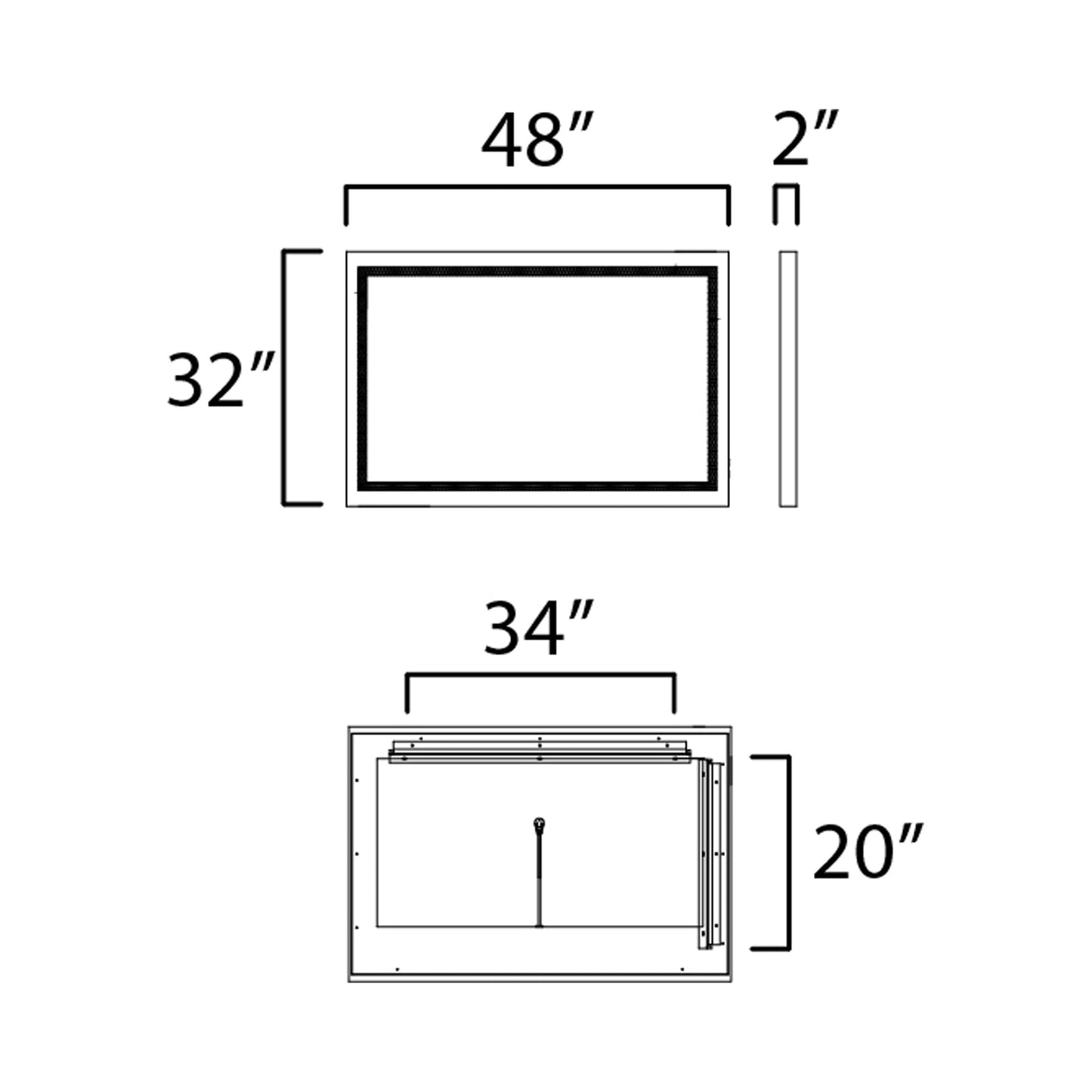Sawyer LED Wall Mirror - line drawing.