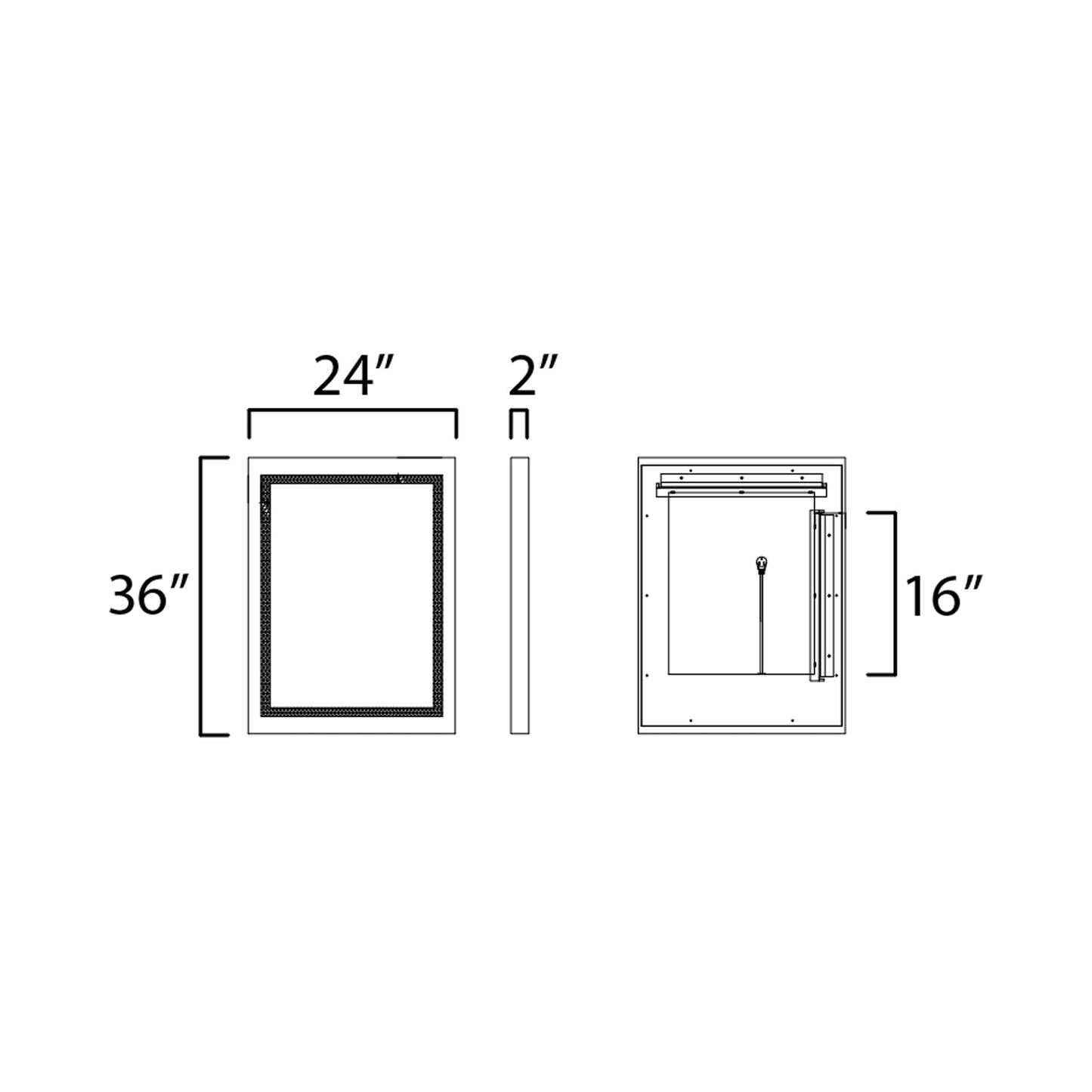 Sawyer LED Wall Mirror - line drawing.