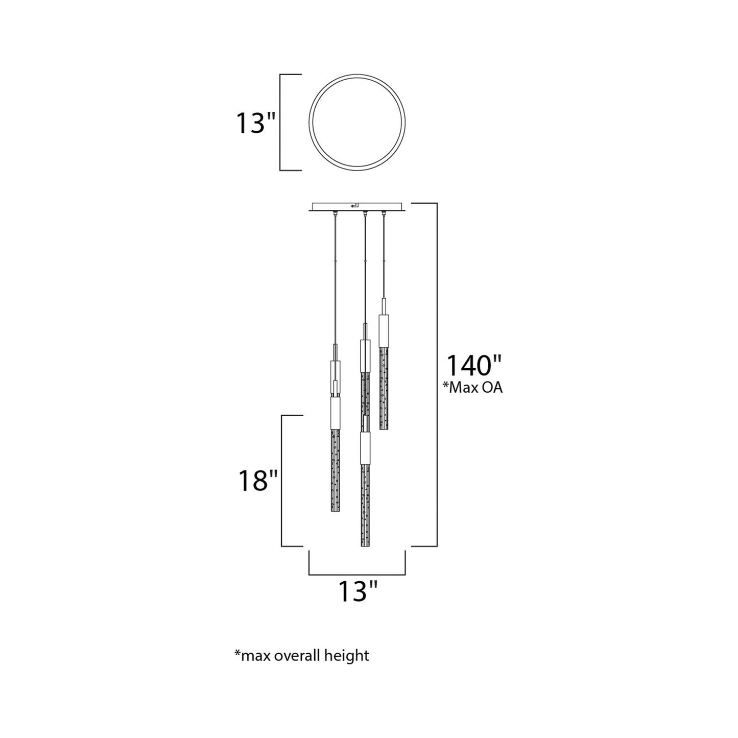 Scepter LED Multi Light Pendant Light - line drawing.