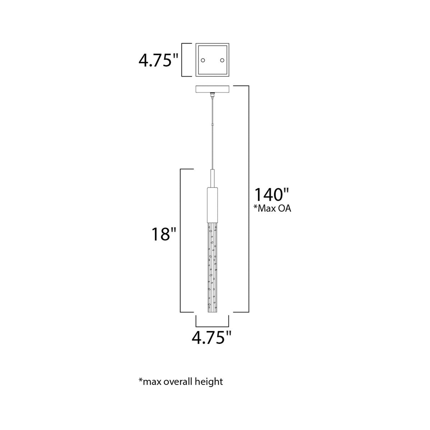 Scepter LED Pendant Light - line drawing.
