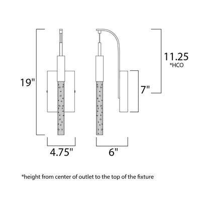Scepter LED Wall Light - line drawing.