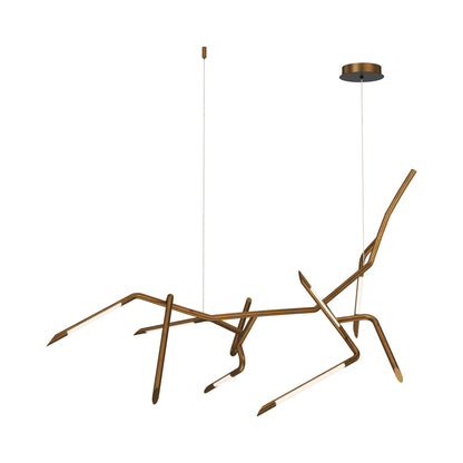 Scion LED Multi Light Pendant Light in Weathered Brass (9-Light).