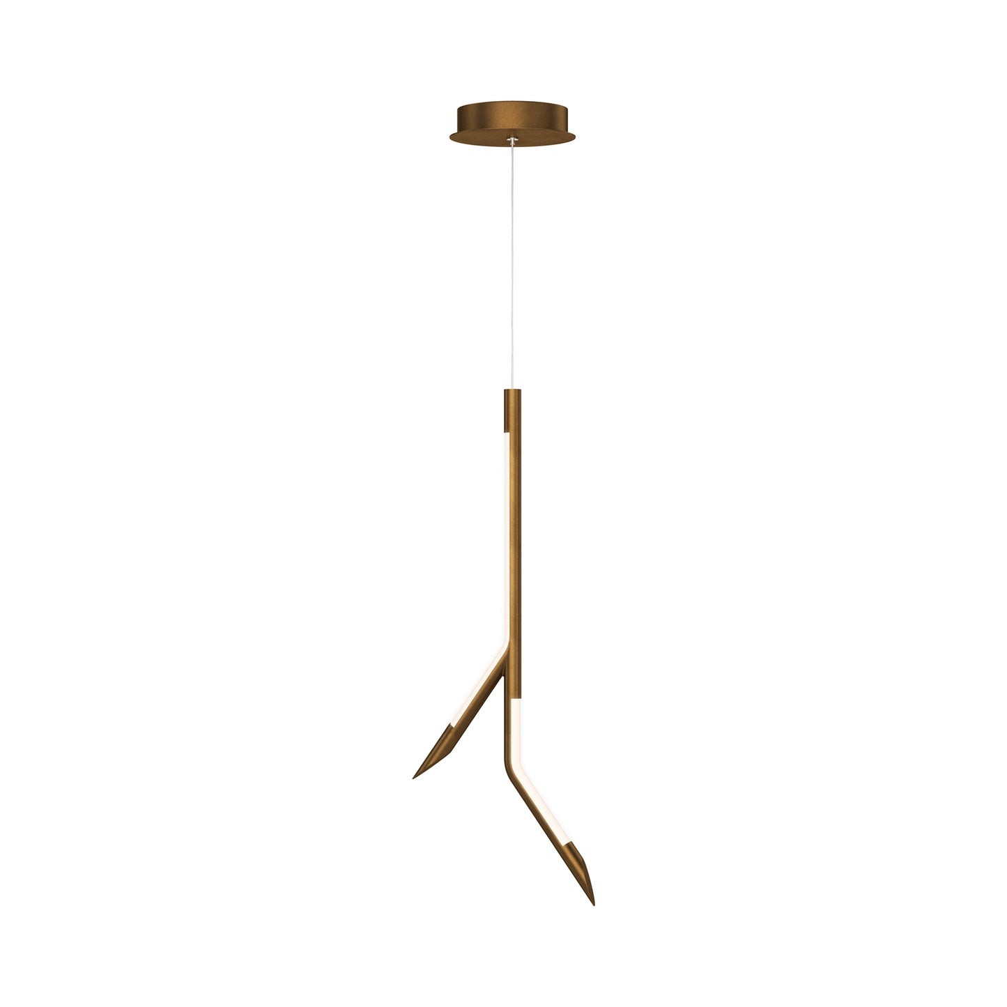 Scion LED Pendant Light in Weathered Brass.