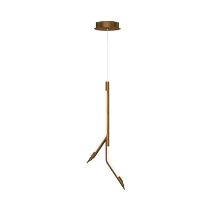 Scion LED Pendant Light in Weathered Brass.