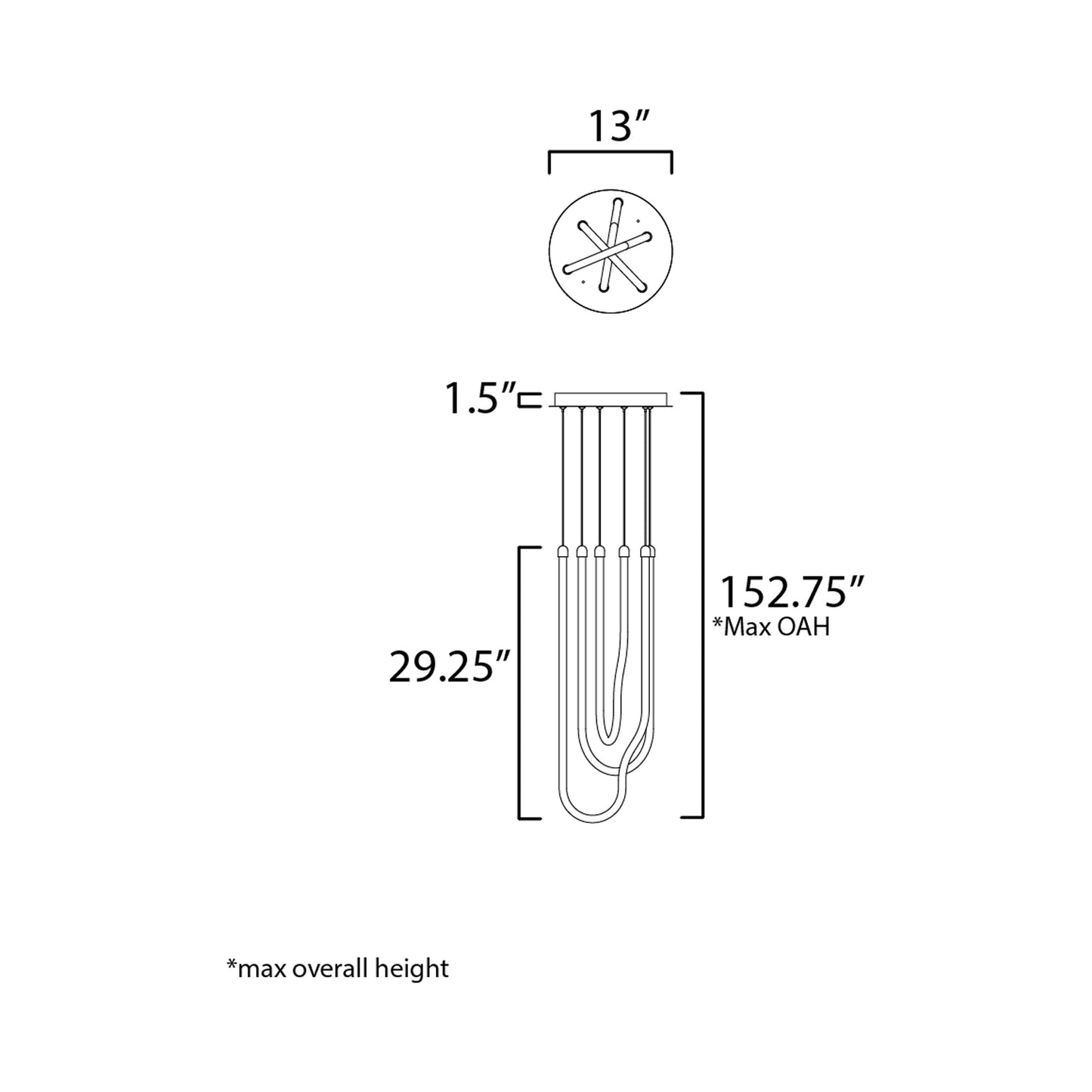 Soleil LED Pendant Light - line drawing.