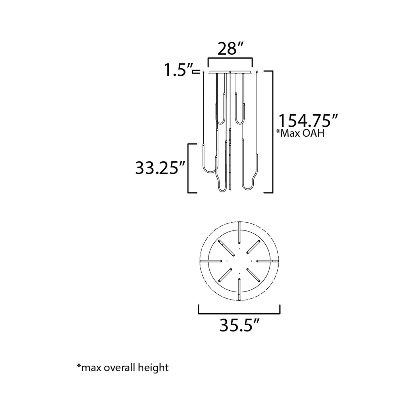 Soleil LED Pendant Light - line drawing.