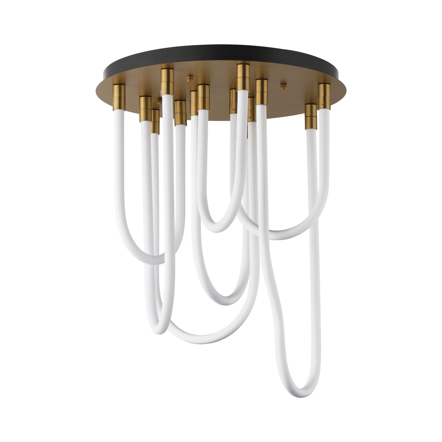 Soleil Round LED Flush Mount Ceiling Light in Natural Aged Brass.