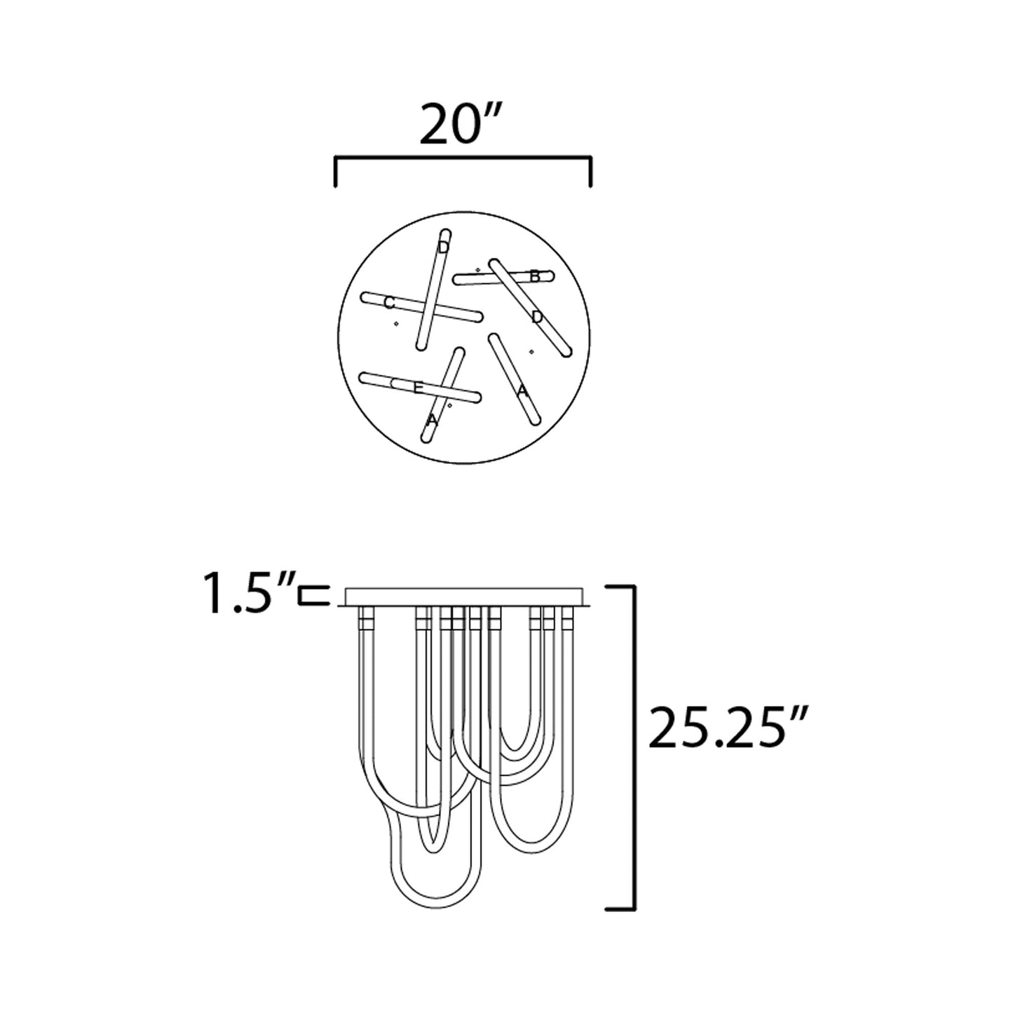 Soleil Round LED Flush Mount Ceiling Light - line drawing.
