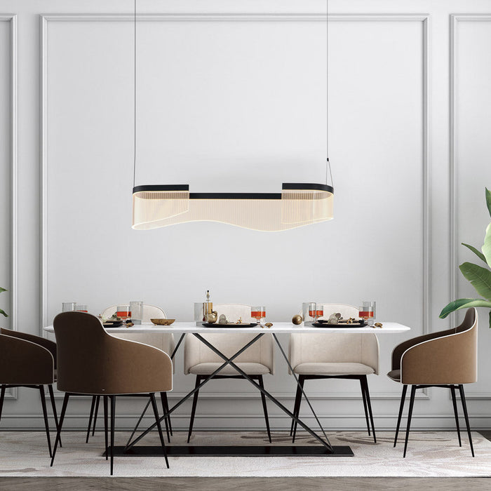 Sonata LED Linear Pendant Light in dining room.