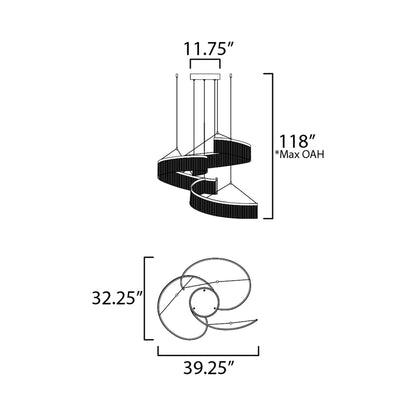 Sonata LED Multi Light Pendant Light - line drawing.