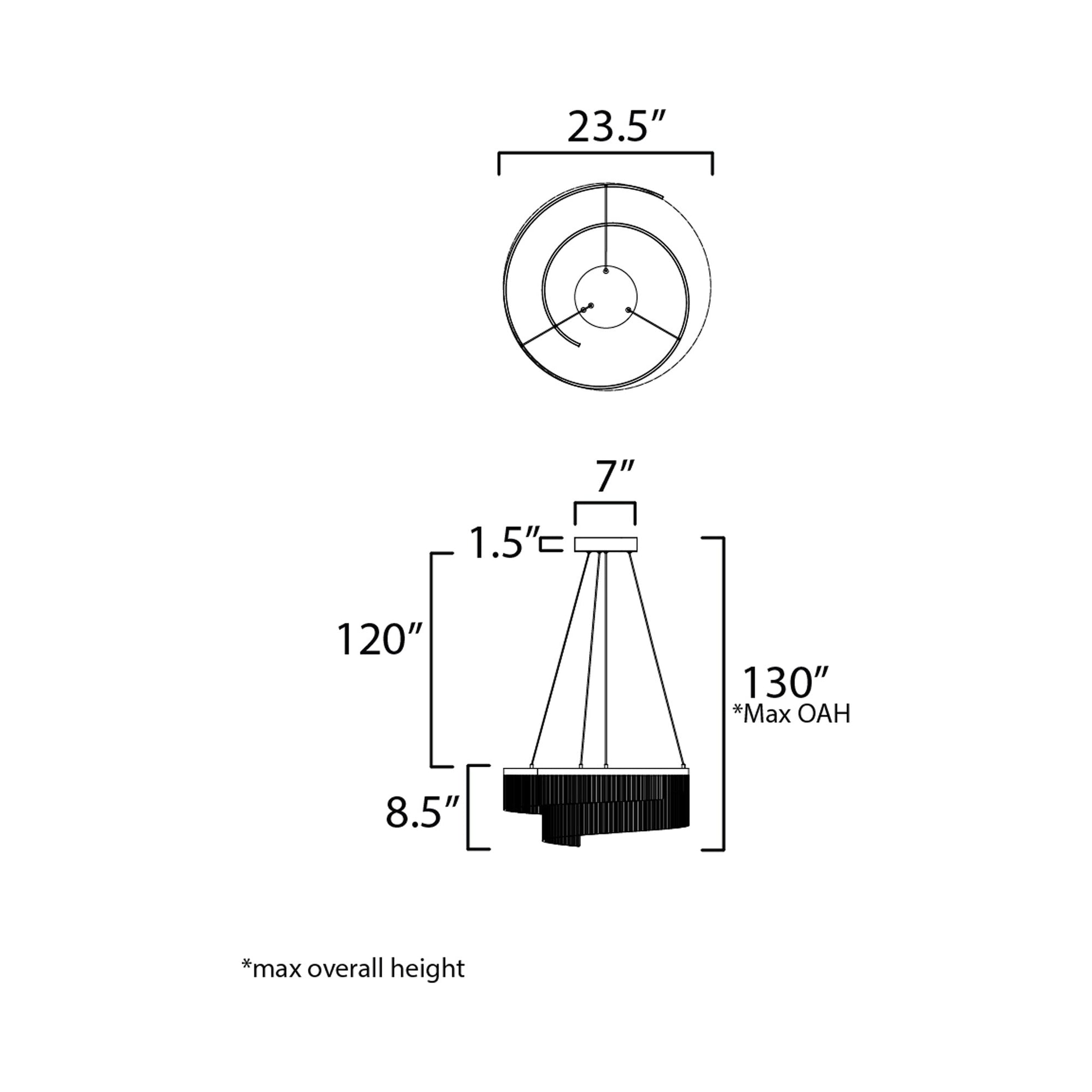 Sonata LED Pendant Light - line drawing.