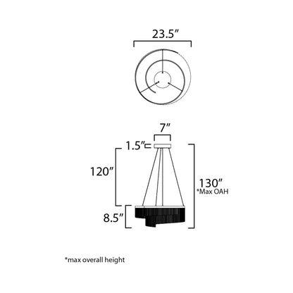 Sonata LED Pendant Light - line drawing.