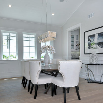 Spiral Linear Pendant Light in dining room.