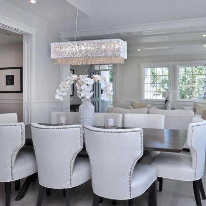 Spiral Linear Pendant Light in dining room.