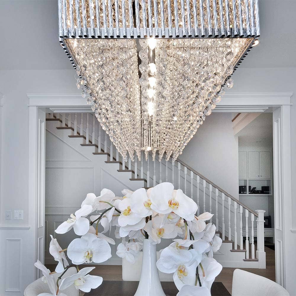 Spiral Linear Pendant Light in dining room.