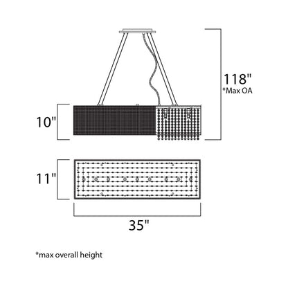 Spiral Linear Pendant Light - line drawing.